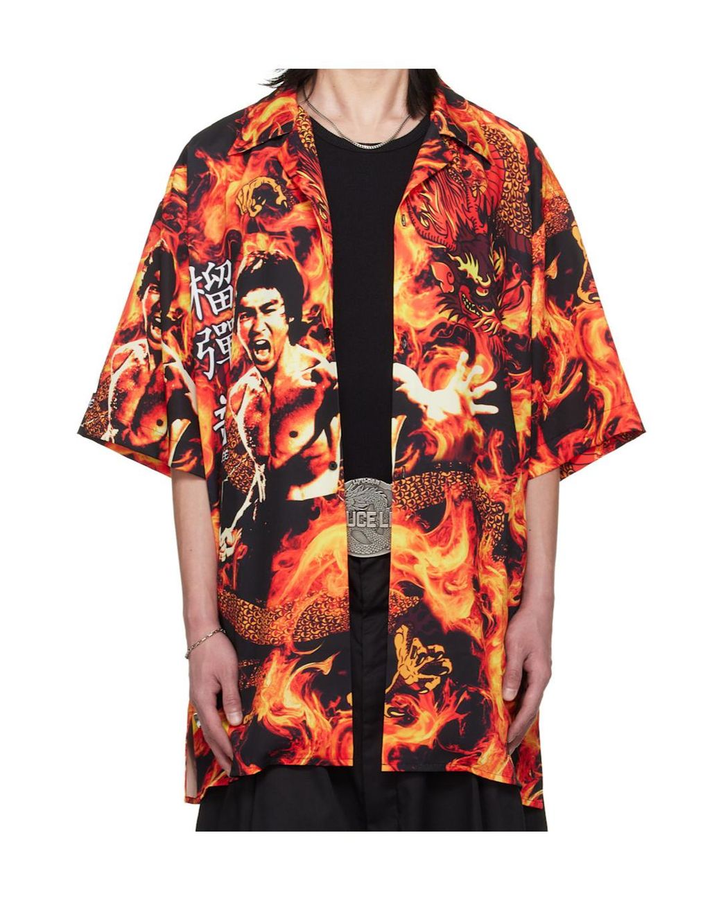 Lu'u Dan Red Bruce Lee X Collaboration Sleaze Short-Sleeve Shirt for men
