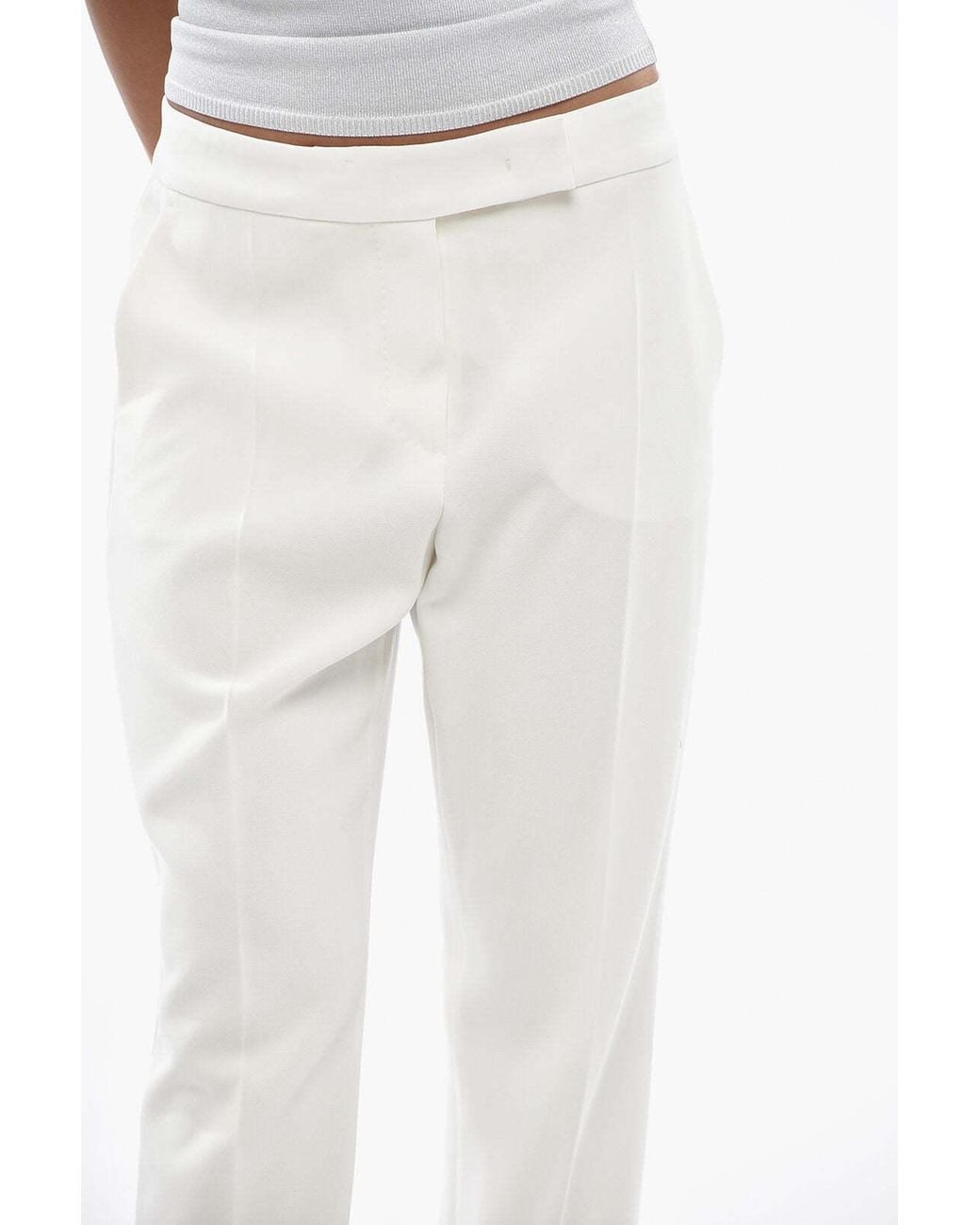 Max Mara White Idoneo Concealed-Fastening Trousers