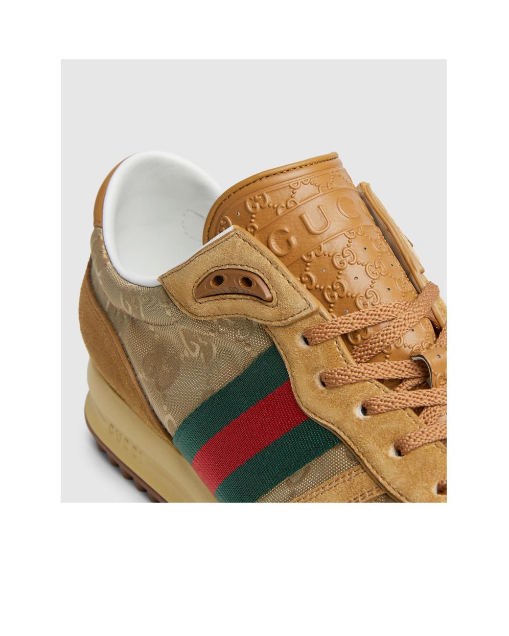 Gucci Brown Panelled Lace-Up Sneakers for men