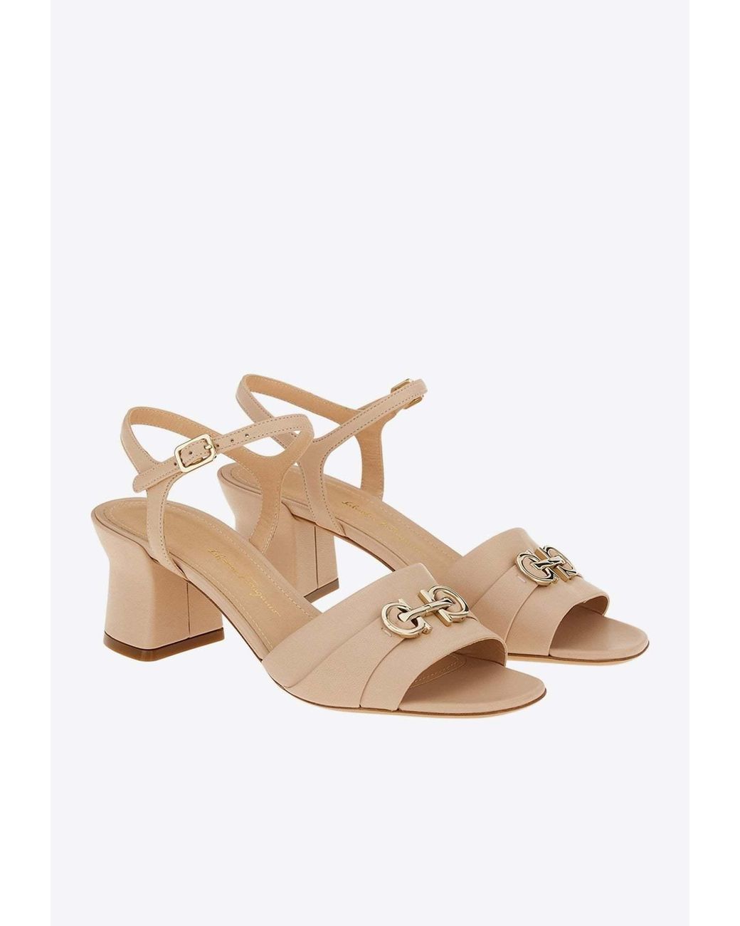 Ferragamo Natural Logo High-Heeled Sandals