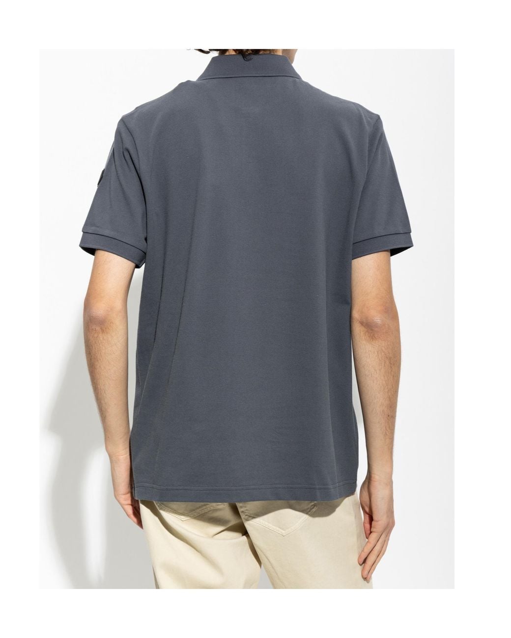 Moncler Blue Logo Placket Polo Shirt for men