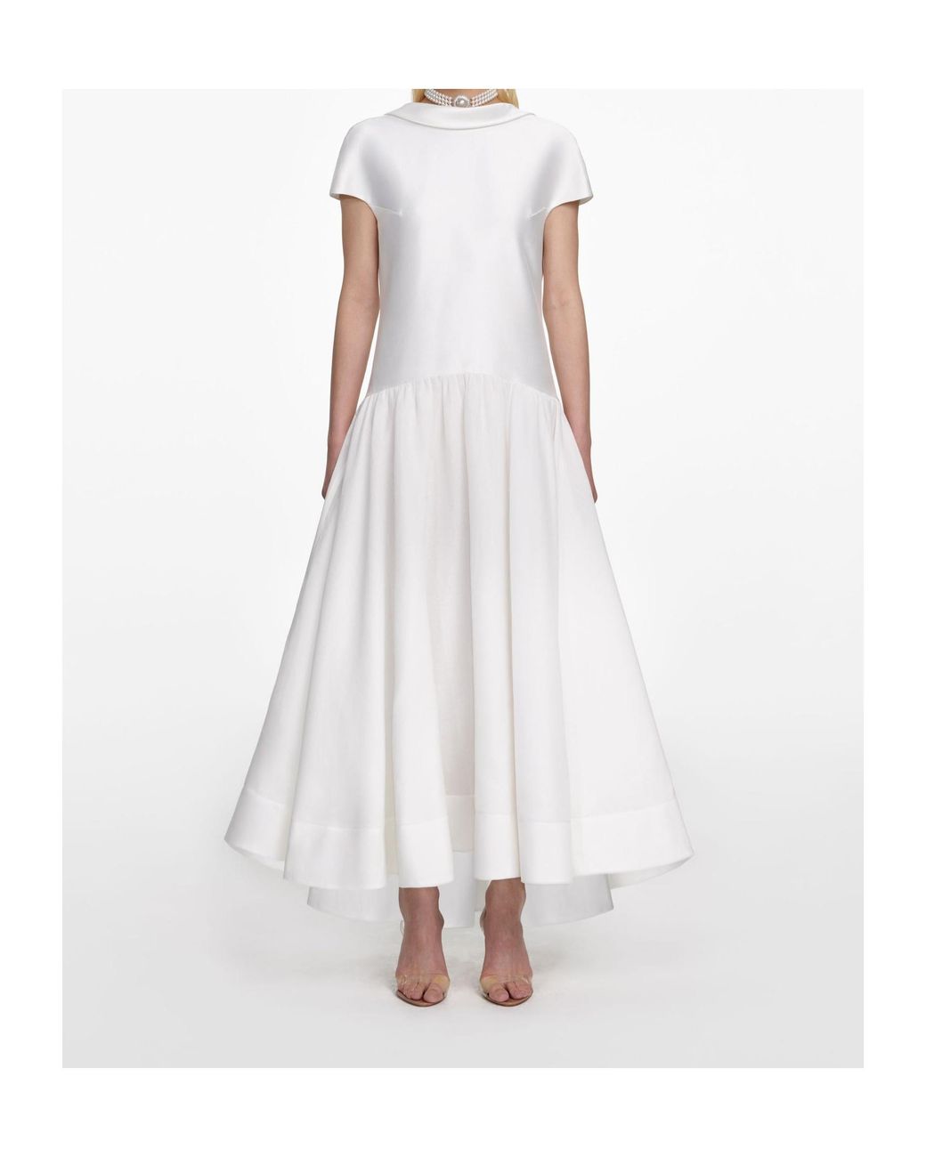 Self-Portrait White Scoop-Neck Back Midi Dress