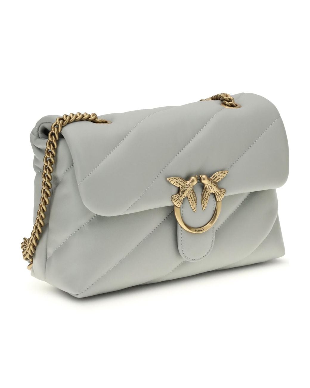 Pinko Gray Love Classic Puff Maxi Quilted Shoulder Bag
