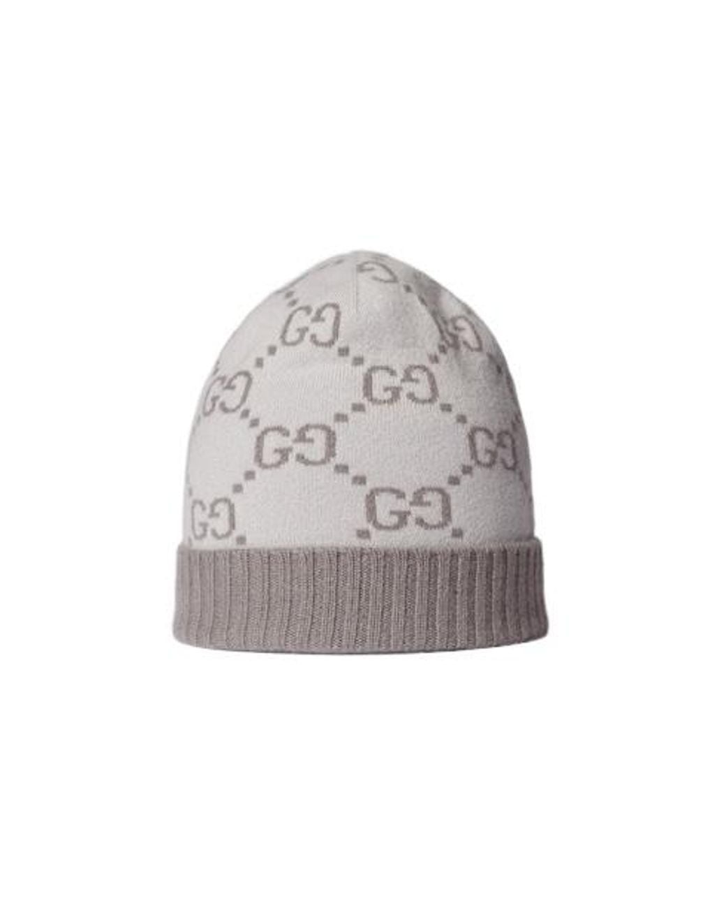Gucci Gray Logo Intarsia Knit Beanie