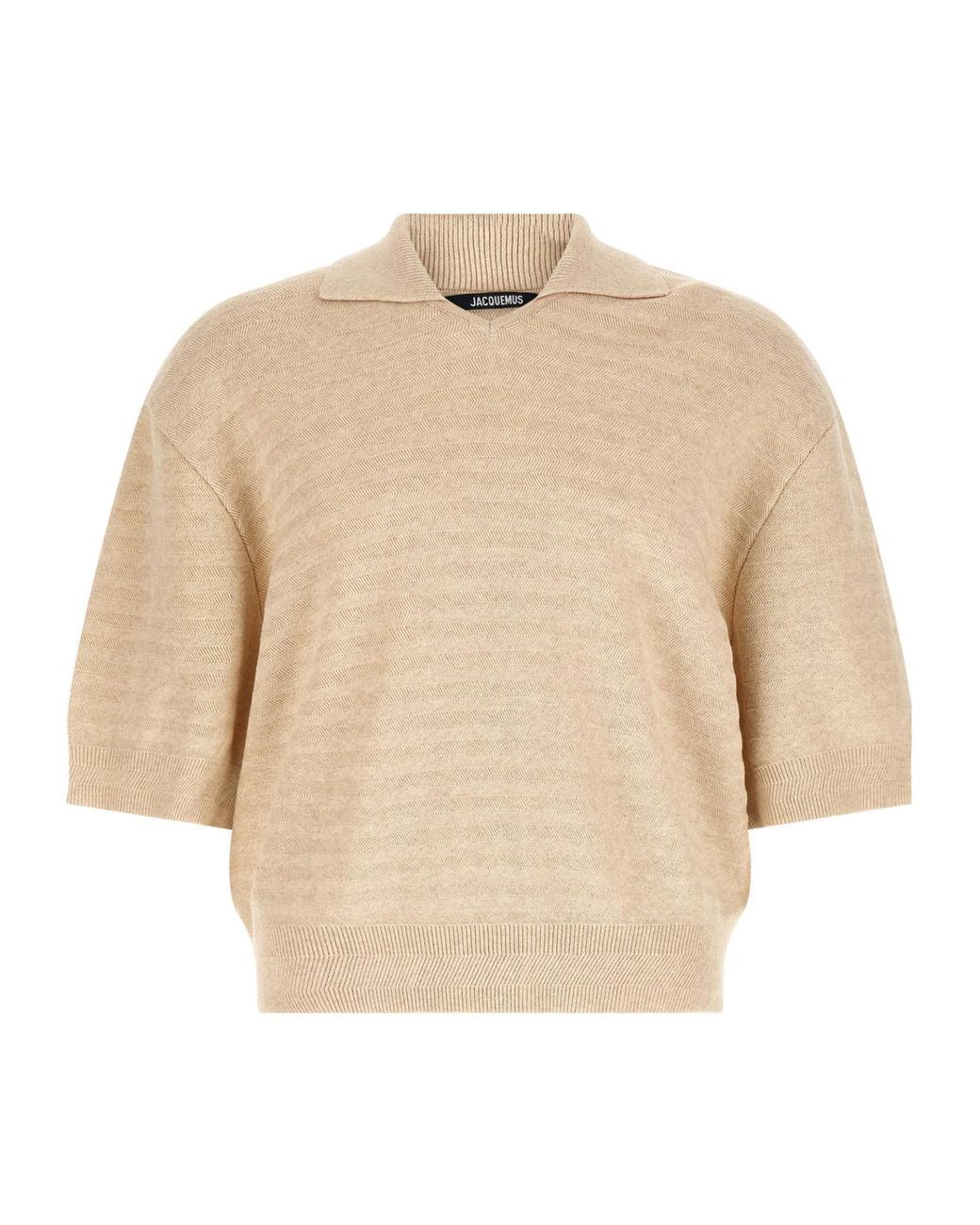 Jacquemus Natural Le Polo Maille Chevron Oversized Polo Shirt for men