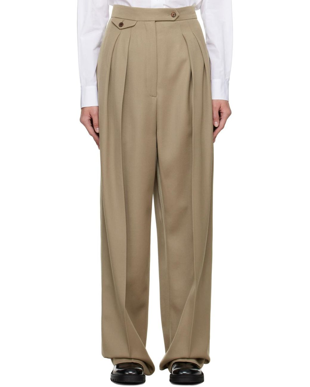 The Row Natural High-Waisted Casual Pants