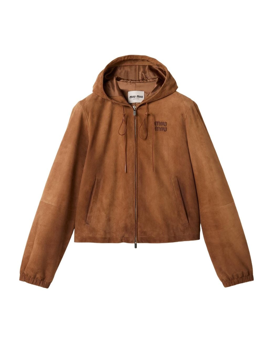 Miu Miu Brown Waxed Suede Blouson Jacket