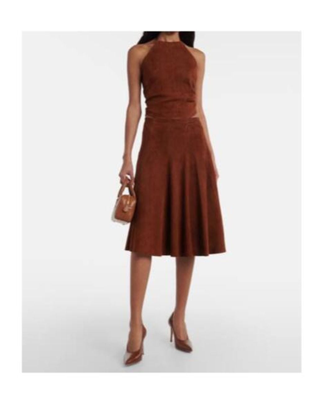 Stouls Brown Sabrina Suede Midi Skirt