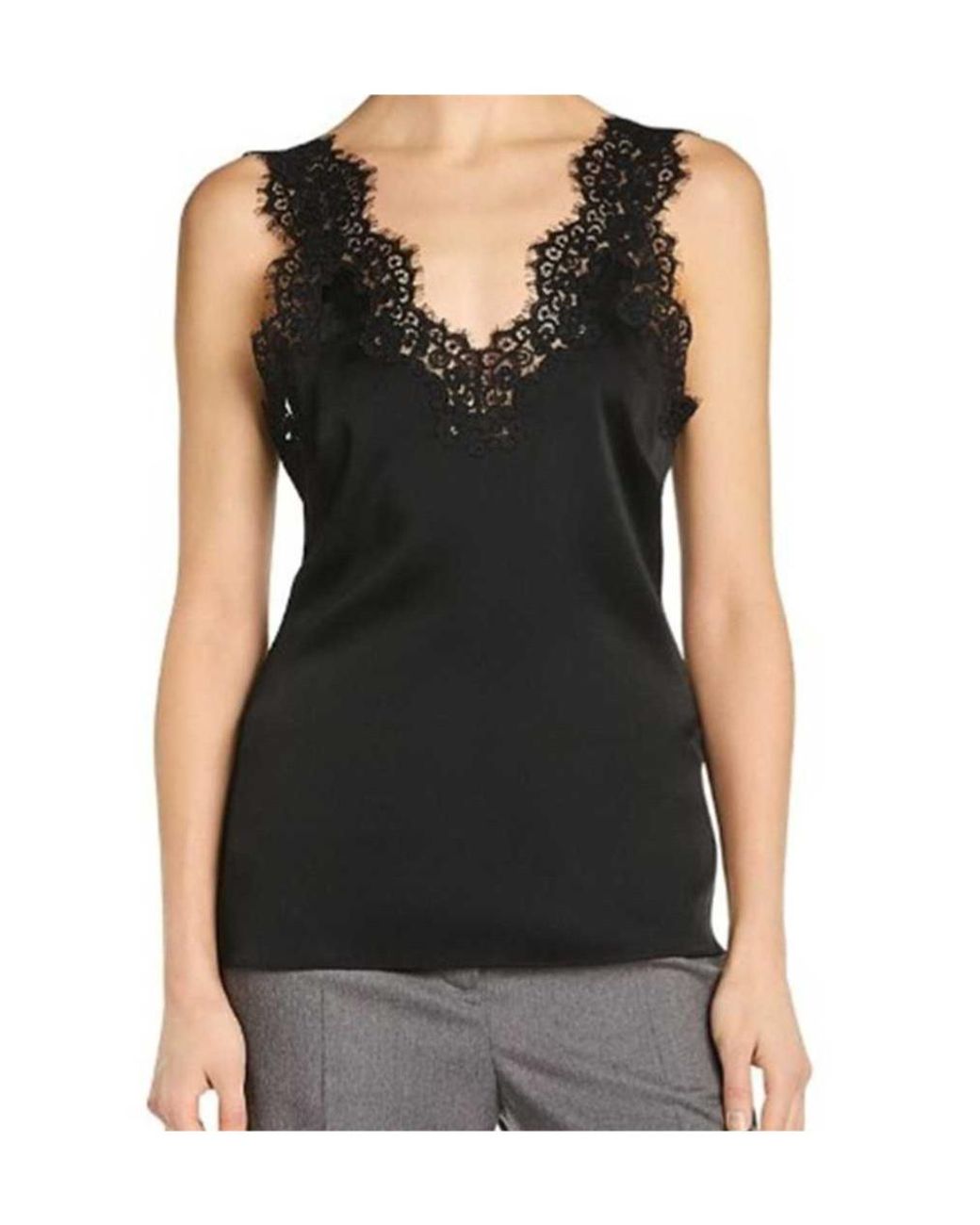 Stella McCartney Blue Lace-Trim Satin Top