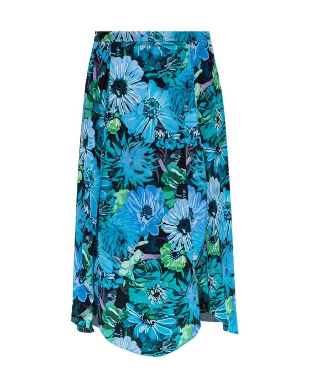 Stella McCartney Blue Floral Silk Midi Skirt