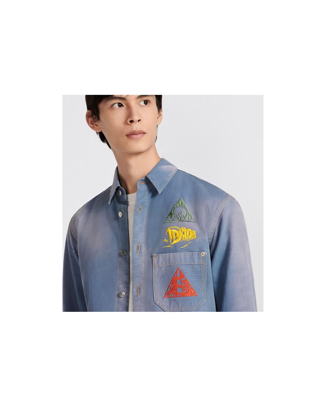 Dior Blue Homme Buttoned Long-Sleeved Denim Shirt for men