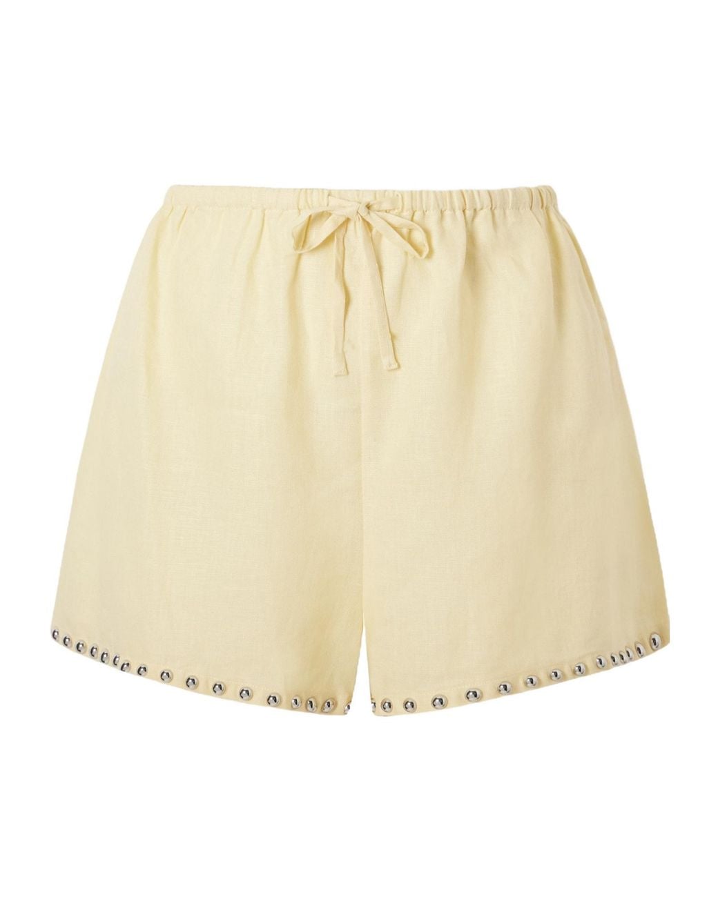 Staud Natural Pale Linen Shorts