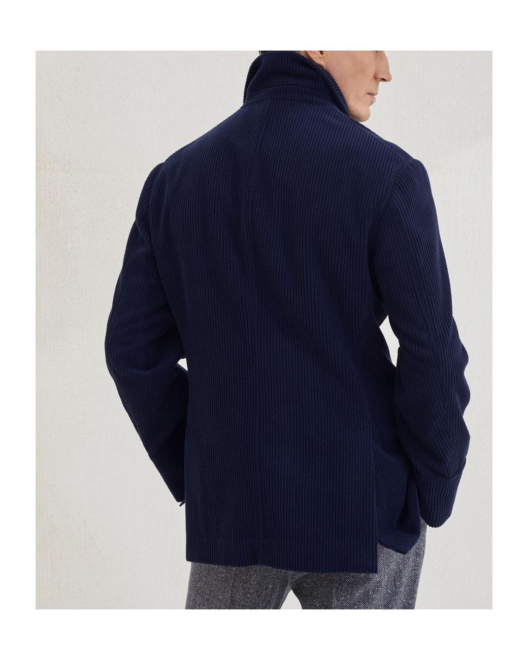 Brunello Cucinelli Blue Cashmere Suit-Type Jacket for men