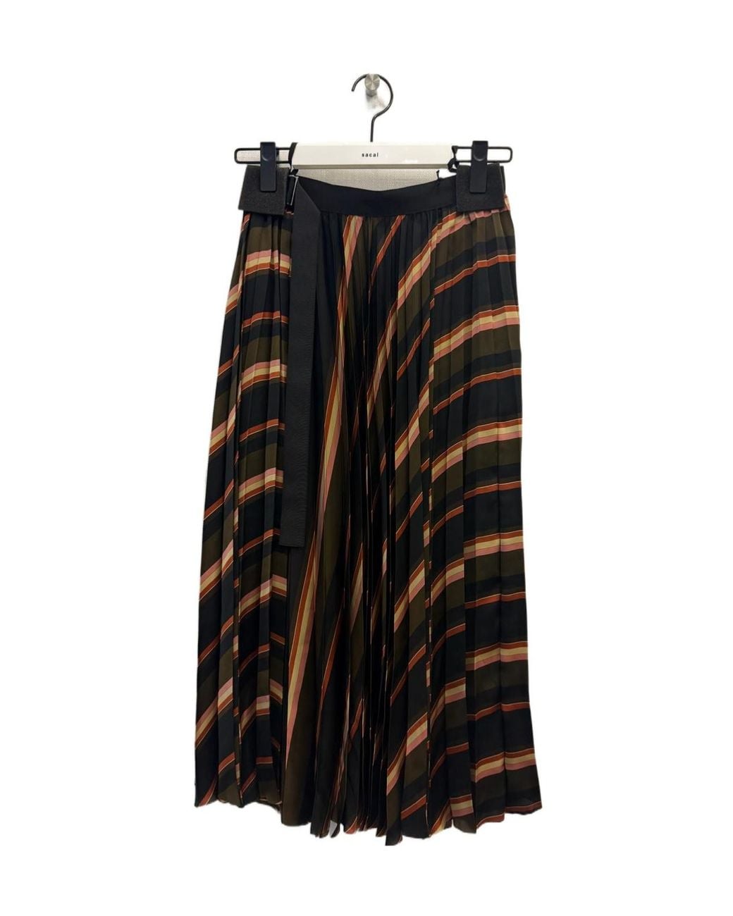 Sacai Black Striped Pleated Skirt