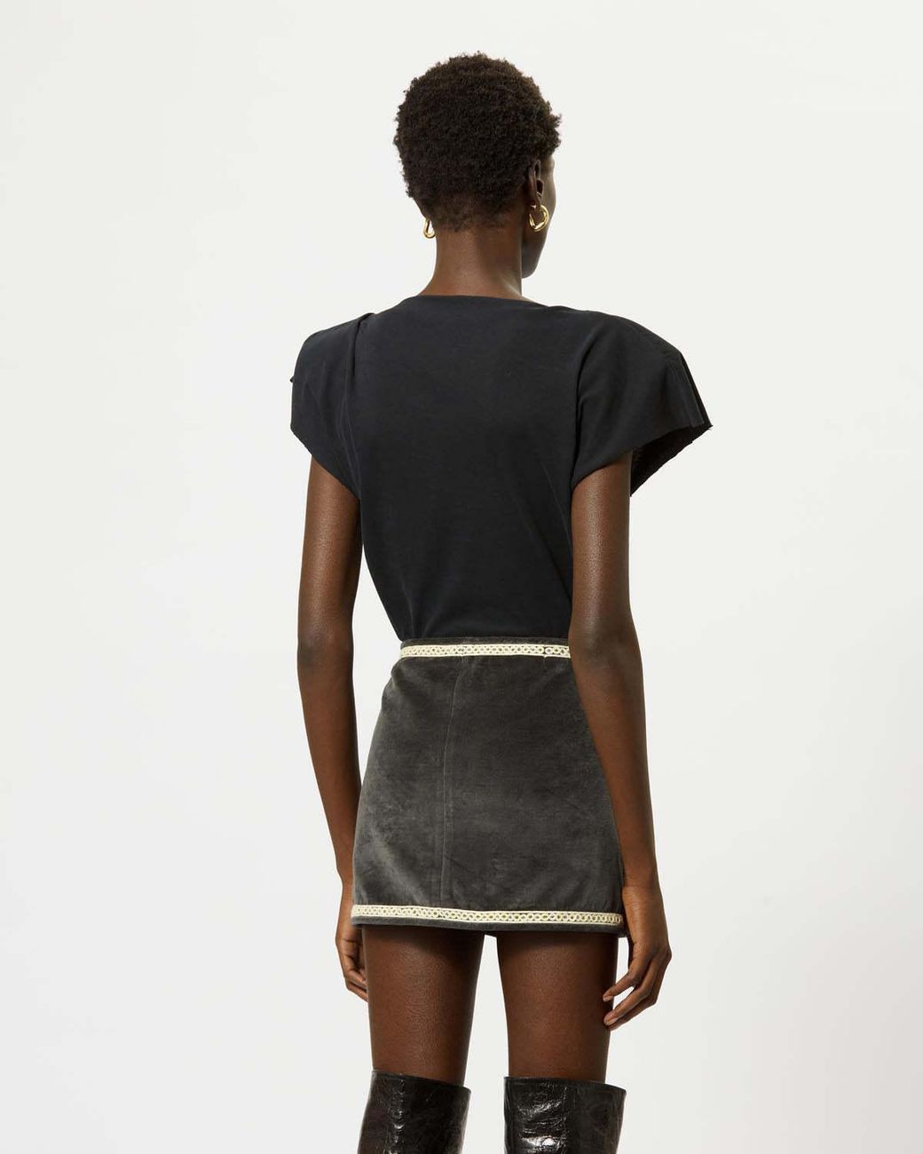 Isabel Marant Black Asymmetric Short-Sleeved T-Shirt