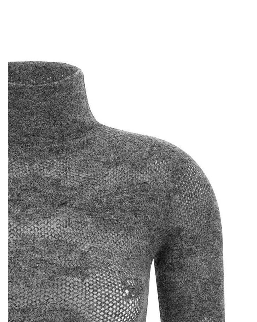 Brunello Cucinelli Gray Short-Sleeve Turtleneck Jumper