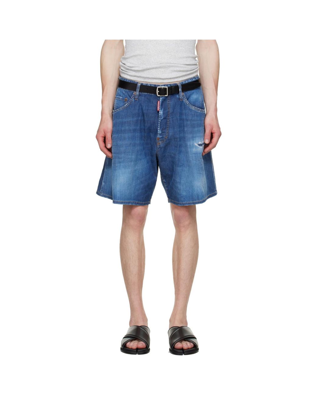 DSquared² Blue ディースクエアード2 ボクサー ダメージデニムショーツ for men