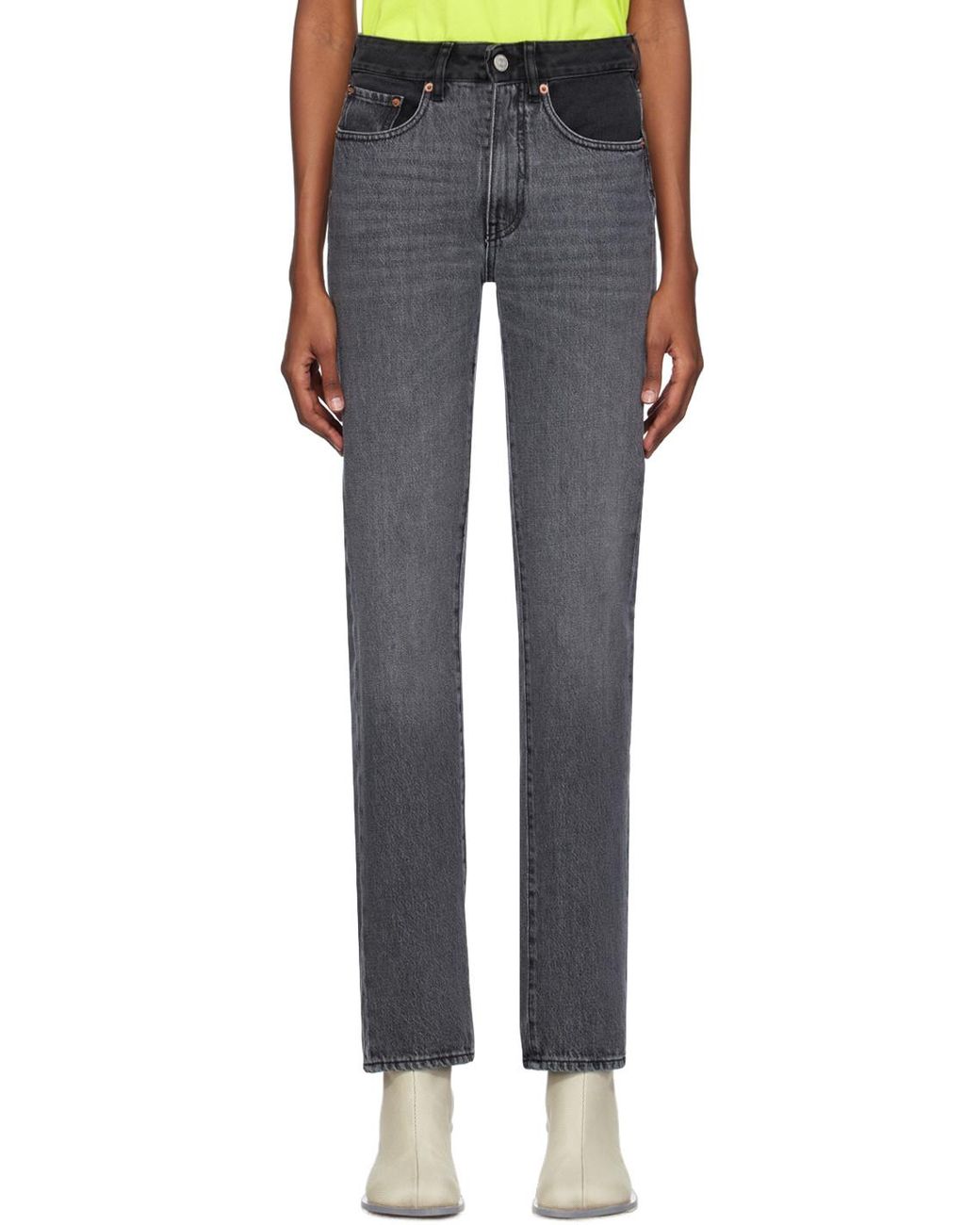 MM6 by Maison Margiela Gray Logo Patch Slim Cut Jeans