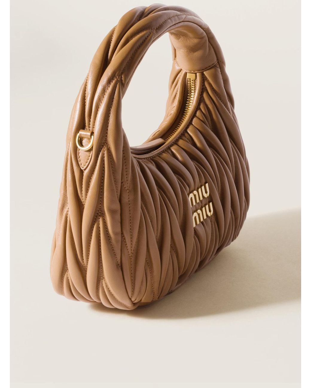 Miu Miu Brown Wander Quilted Nappa Leather Handbag