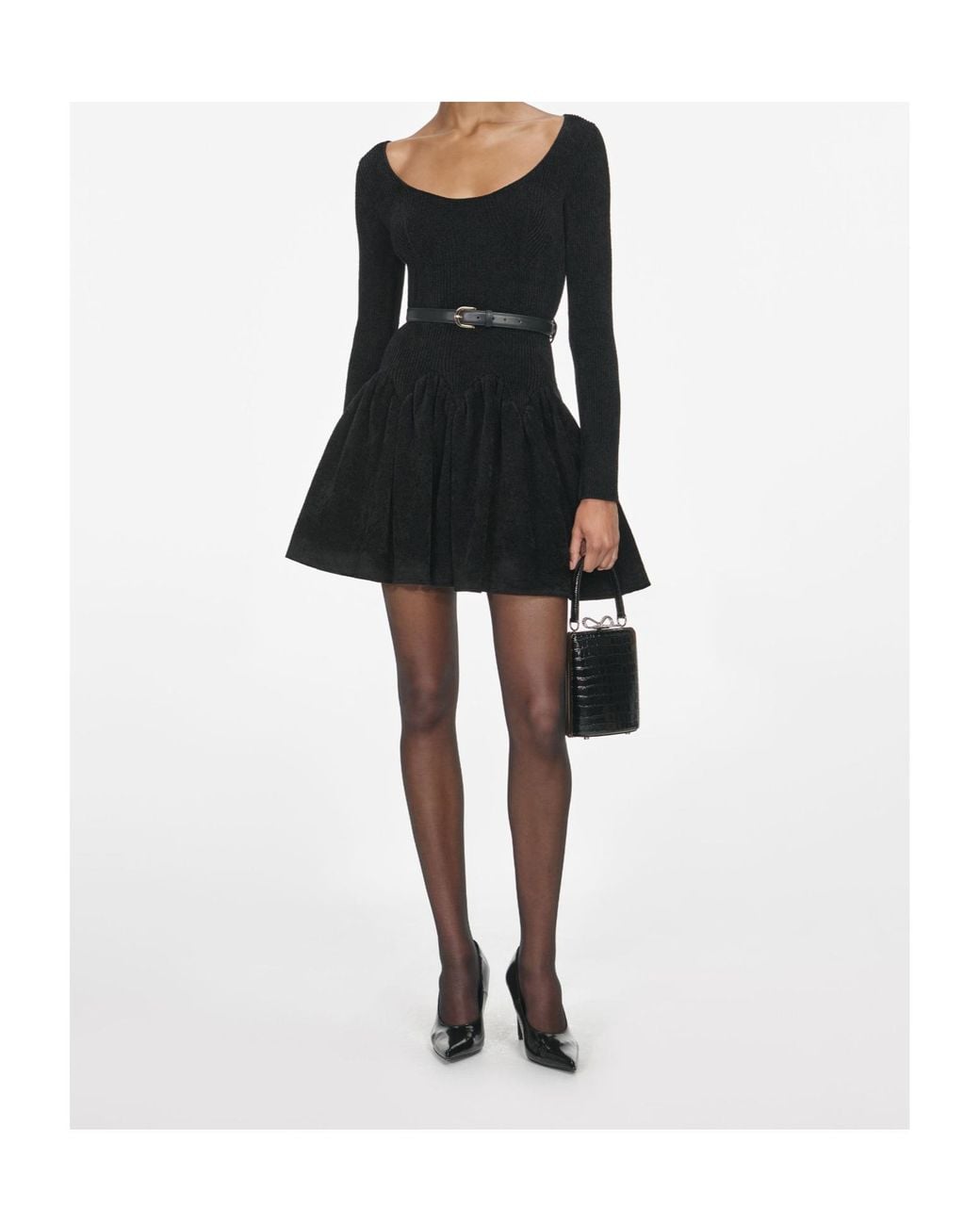 Self-Portrait Black Chenille Knit Mini Dress