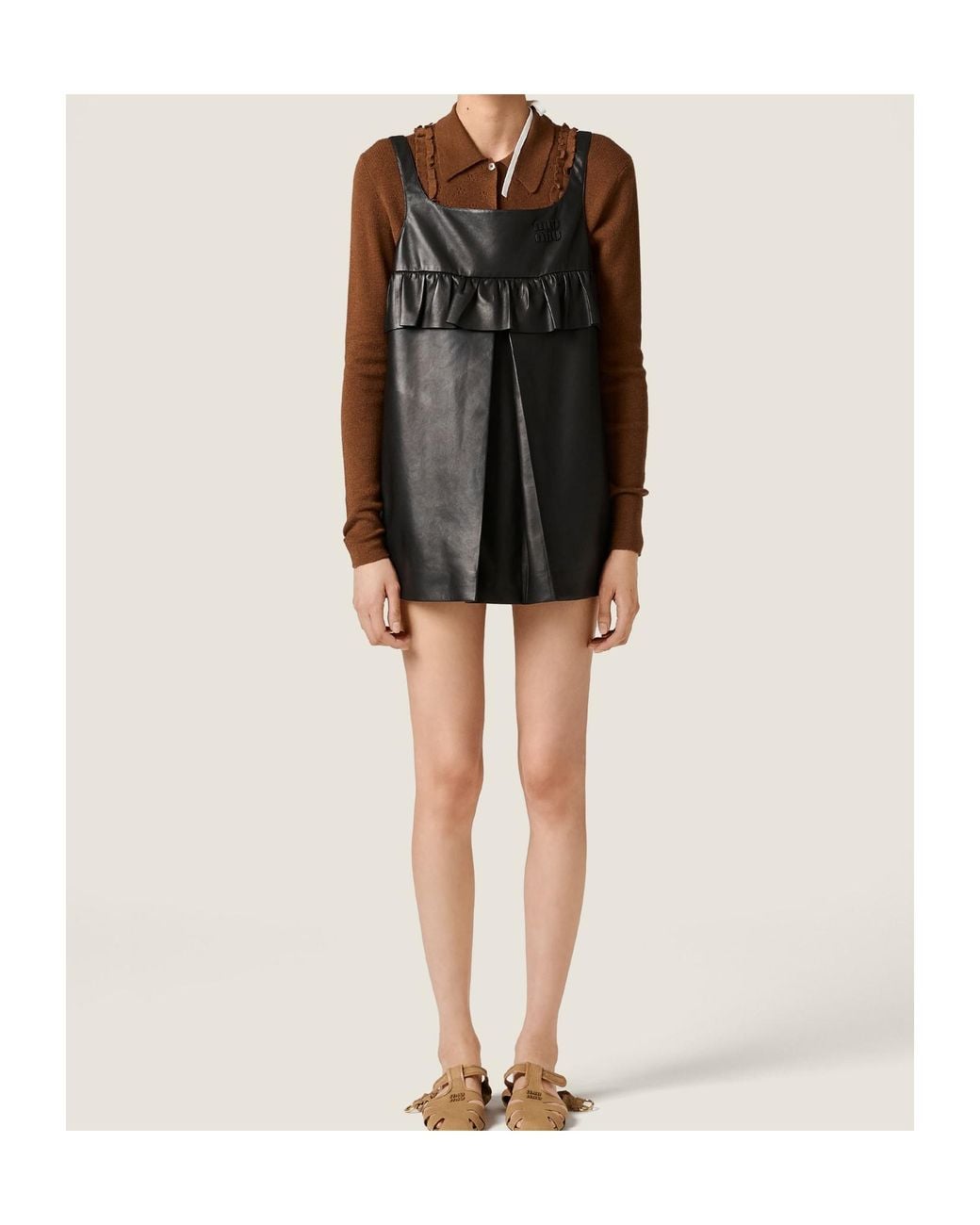 Miu Miu Black Nappa Leather Mini-Dress