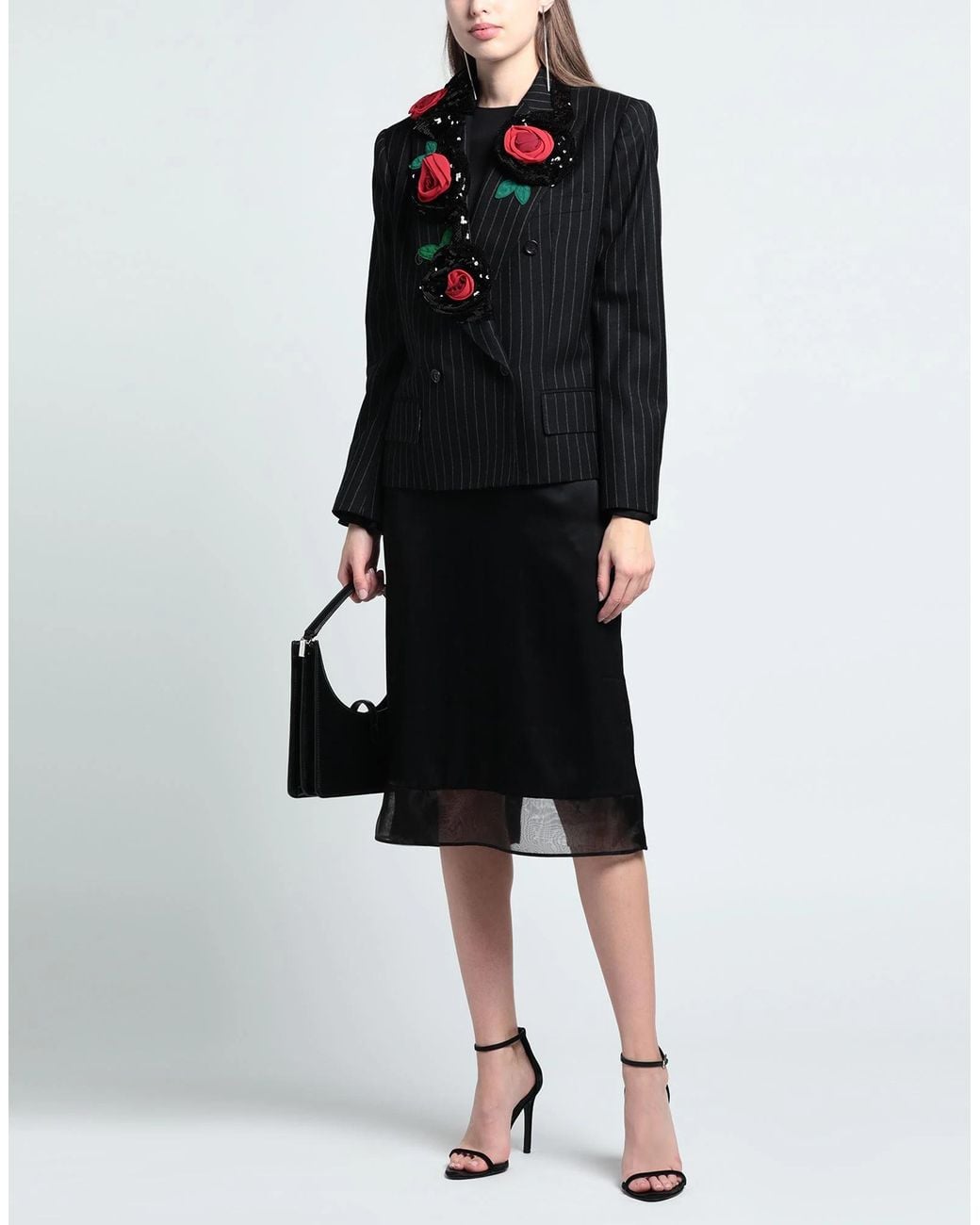 Dolce & Gabbana Black Striped Sequin Blazer