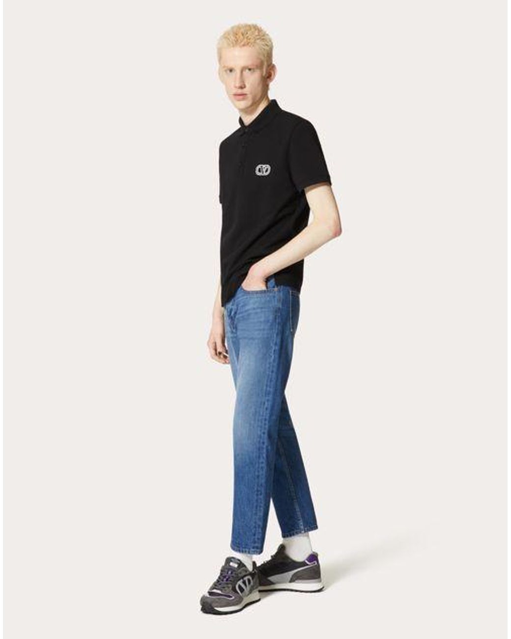 Valentino Black Vlogo Signature Short-Sleeved Polo Shirt for men