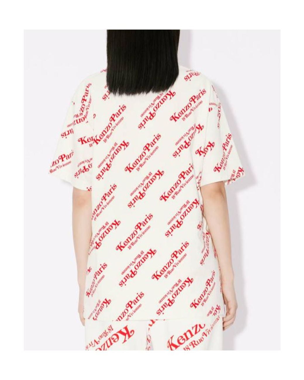 KENZO White All-Over Logo Printed Oversize T-Shirt for men