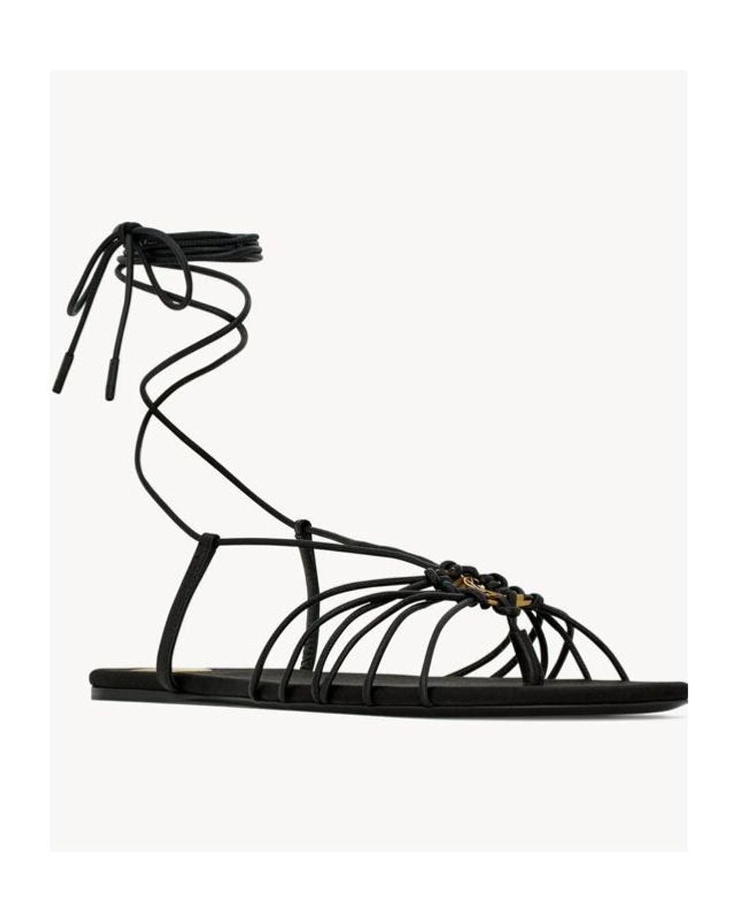 Saint Laurent White Babylone Logo Plaque Sandals