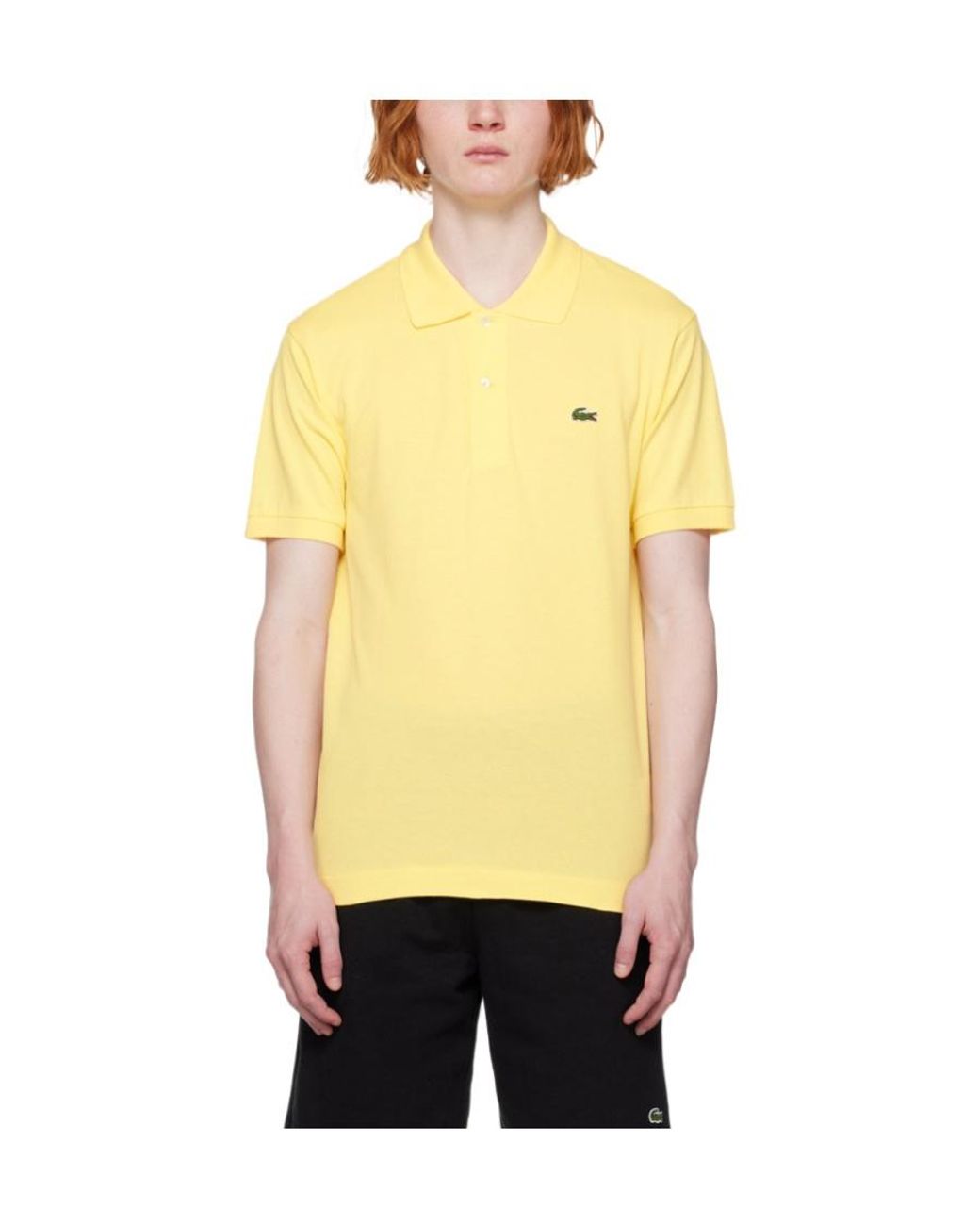 Lacoste Yellow Logo Button Polo Shirt for men