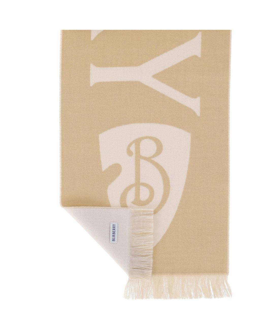 Burberry Natural Logo Jacquard Frayed-Edge Scarf