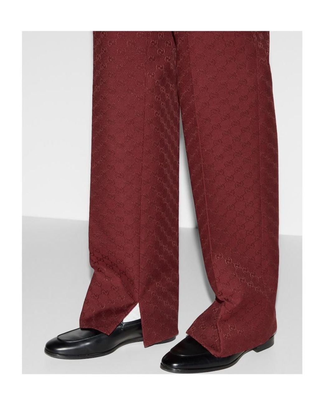 Gucci Red Monogrammed Straight-Leg Trousers for men