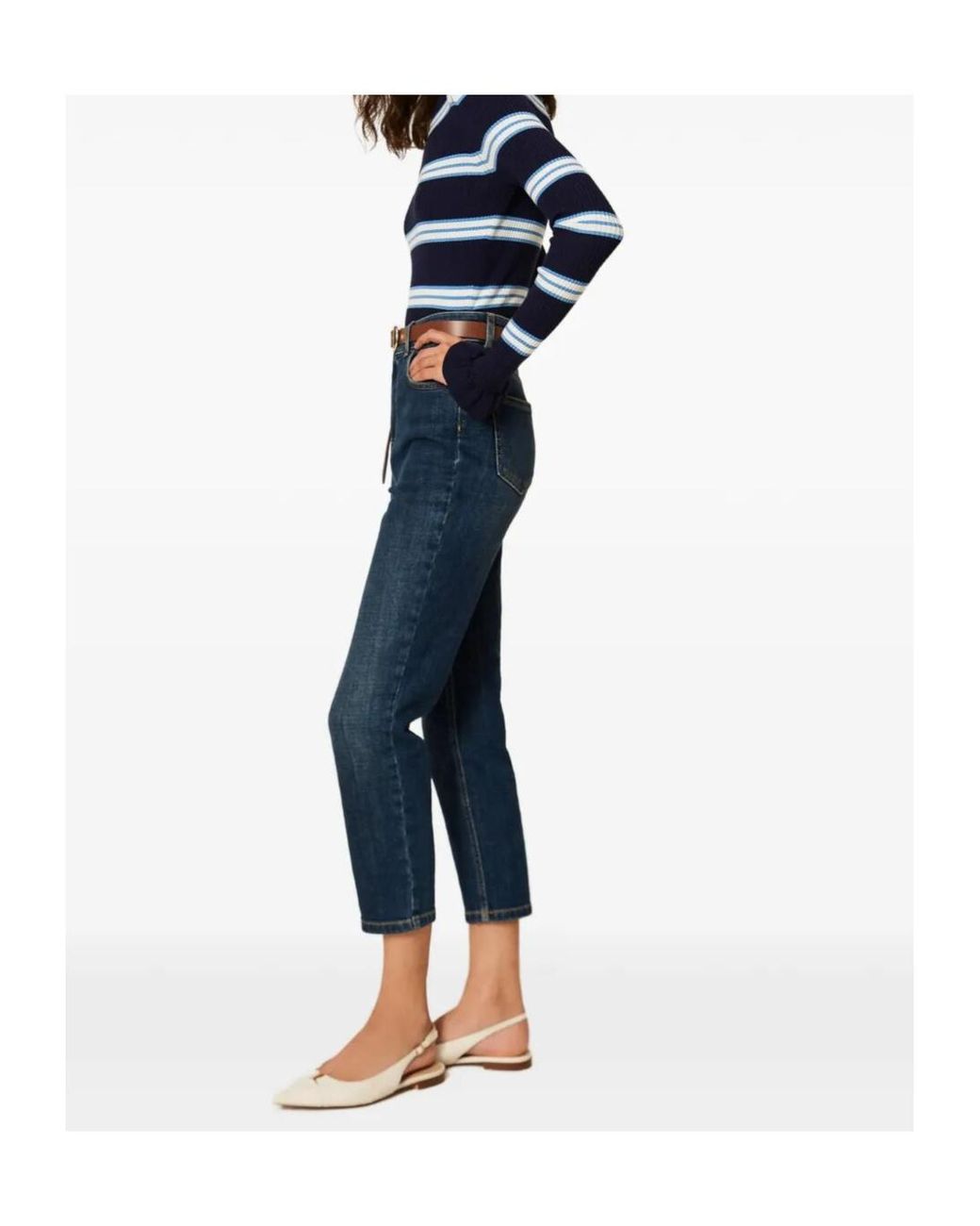Twinset Blue Five-Pocket Cropped Jeans
