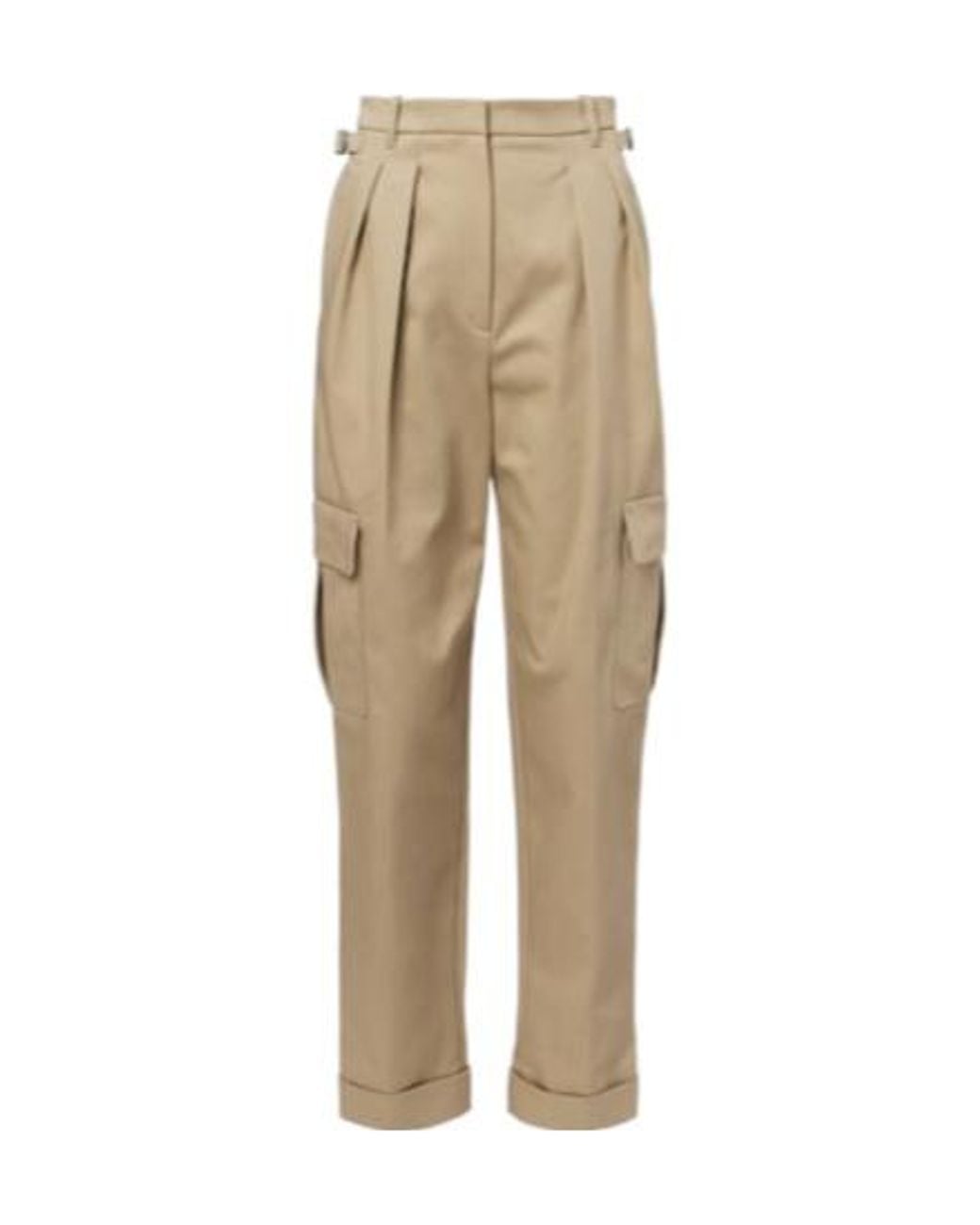Mugler Natural Pleated Cotton-Blend Cargo Pants