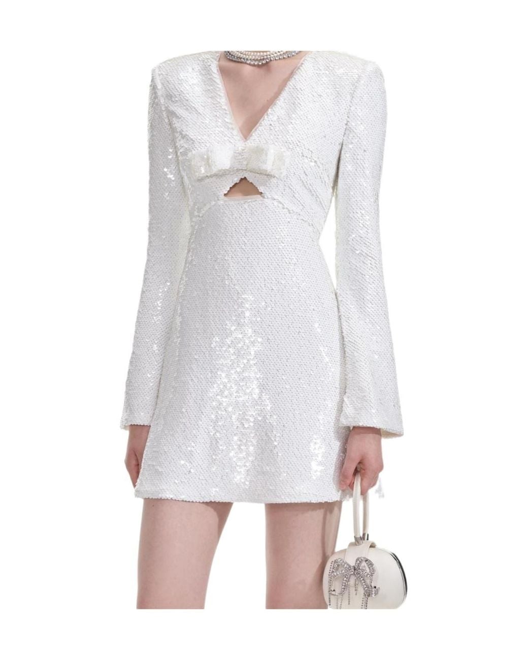 Self-Portrait White Sequin Mini Dress
