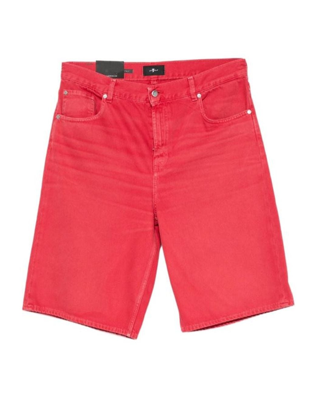 7 For All Mankind Red Belt-Loop Shorts for men