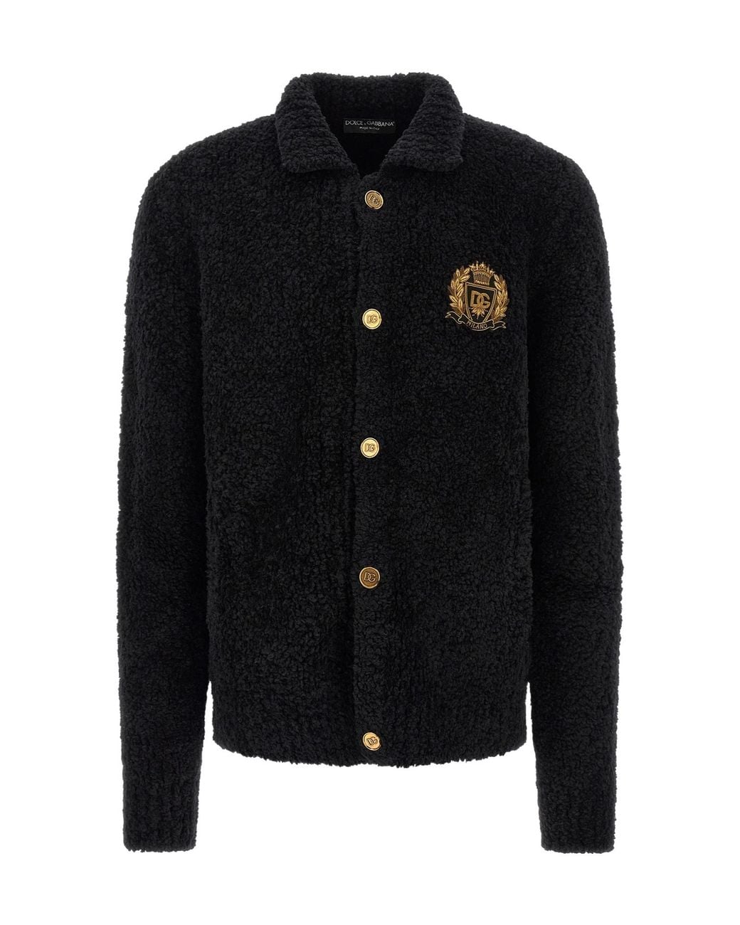 Dolce & Gabbana Black Heraldic Patch Cardigan for men