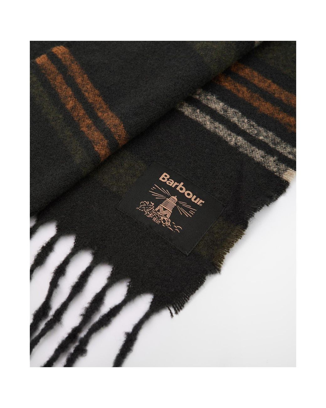 Barbour Black Striped Scarf for men