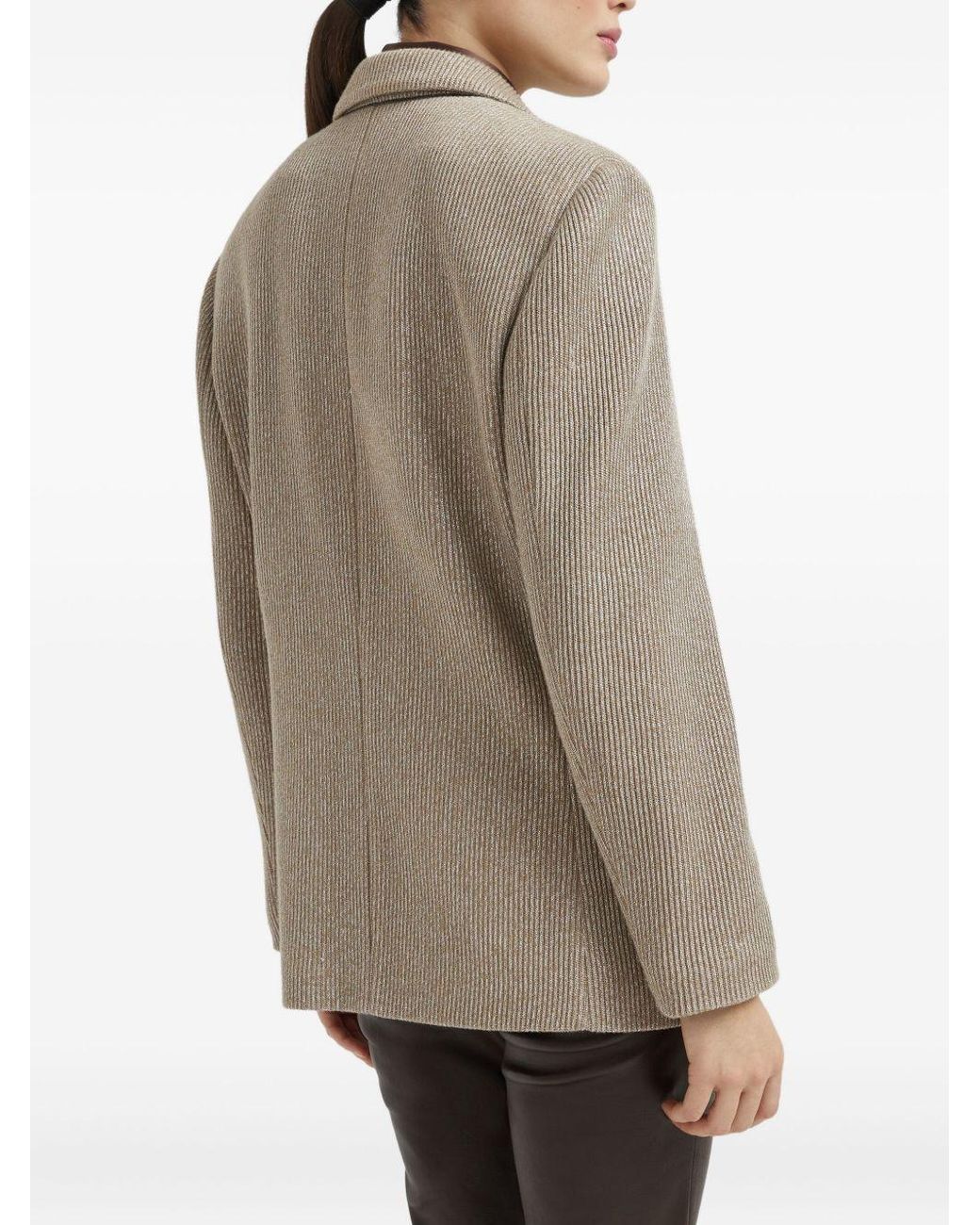 Brunello Cucinelli Brown Single Breasted Long-Sleeved Blazer
