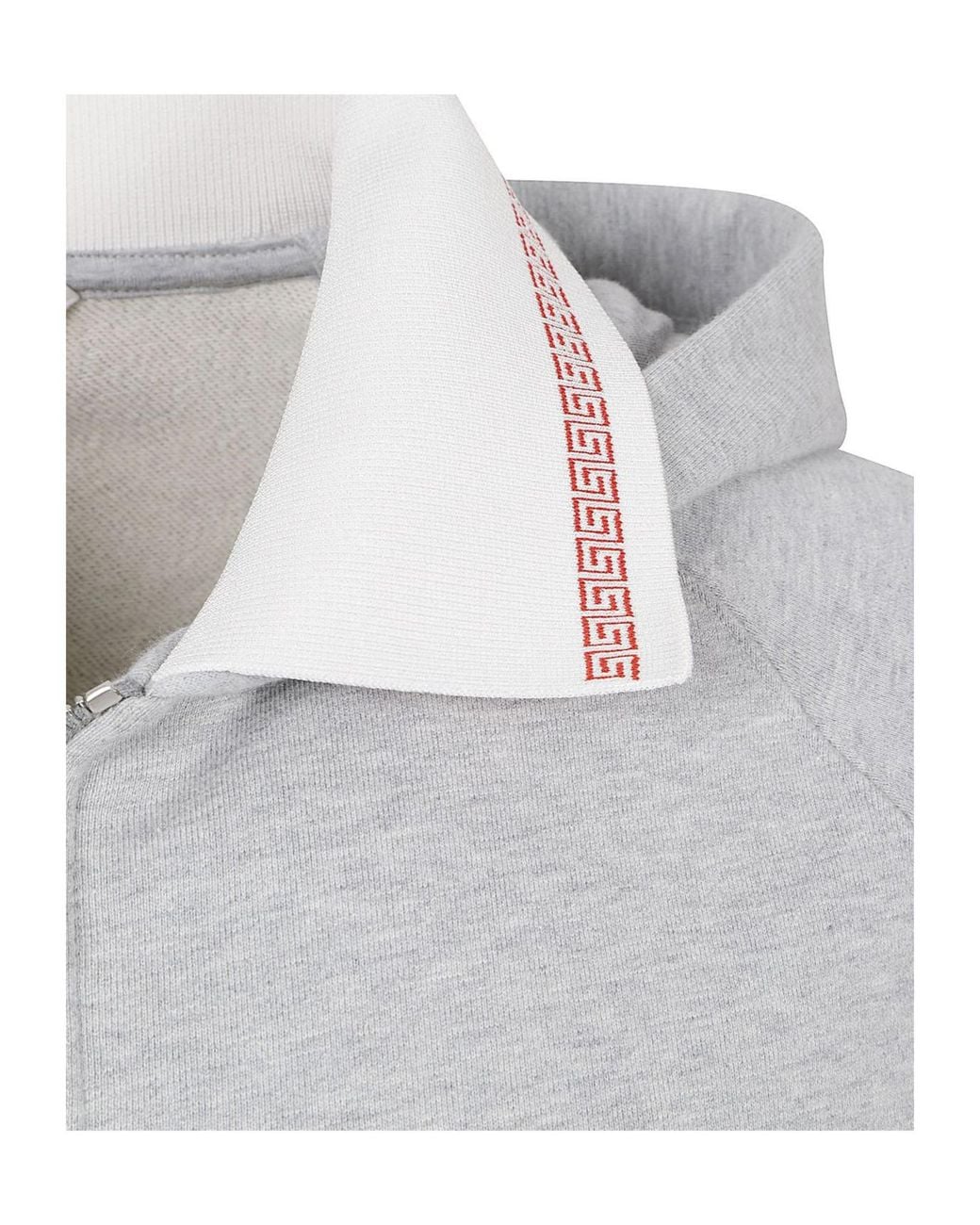 Versace Gray Logo-Embroidered Zipped Hoodie for men
