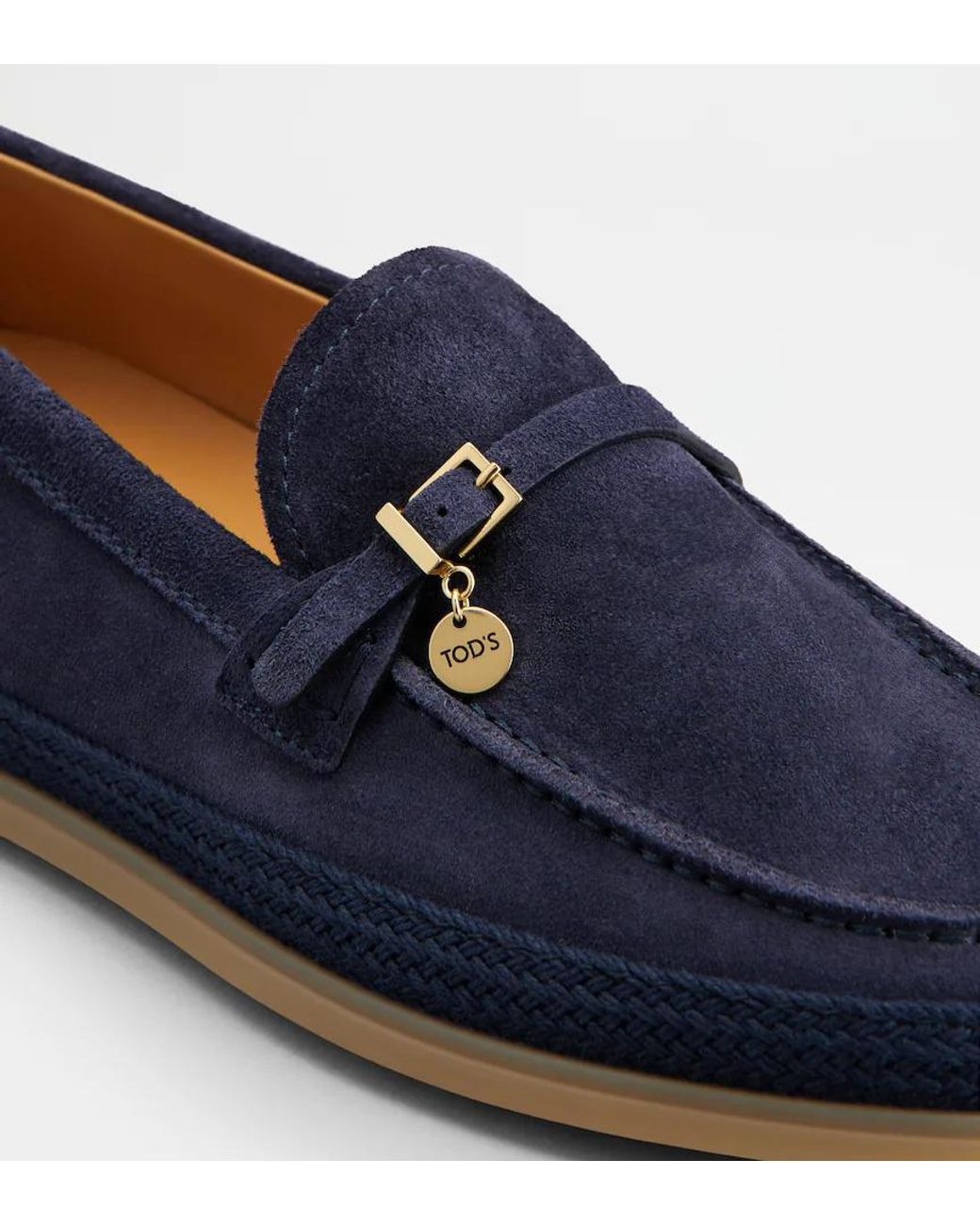Tod's Blue Buckle-Detail Suede Loafers