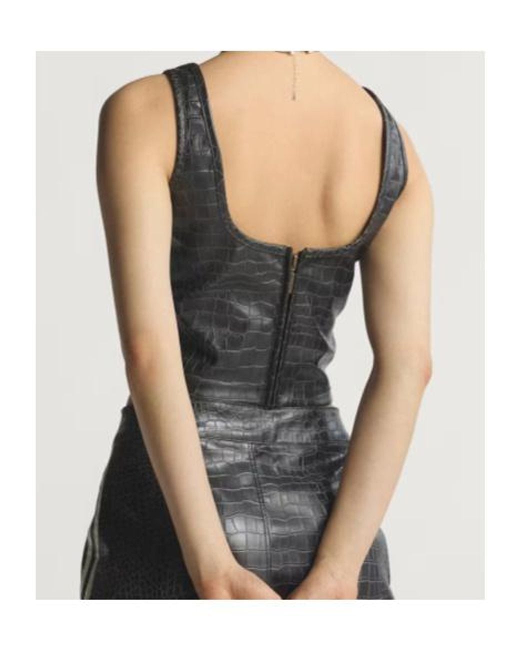 Adidas Originals Gray Pleather Corset Top