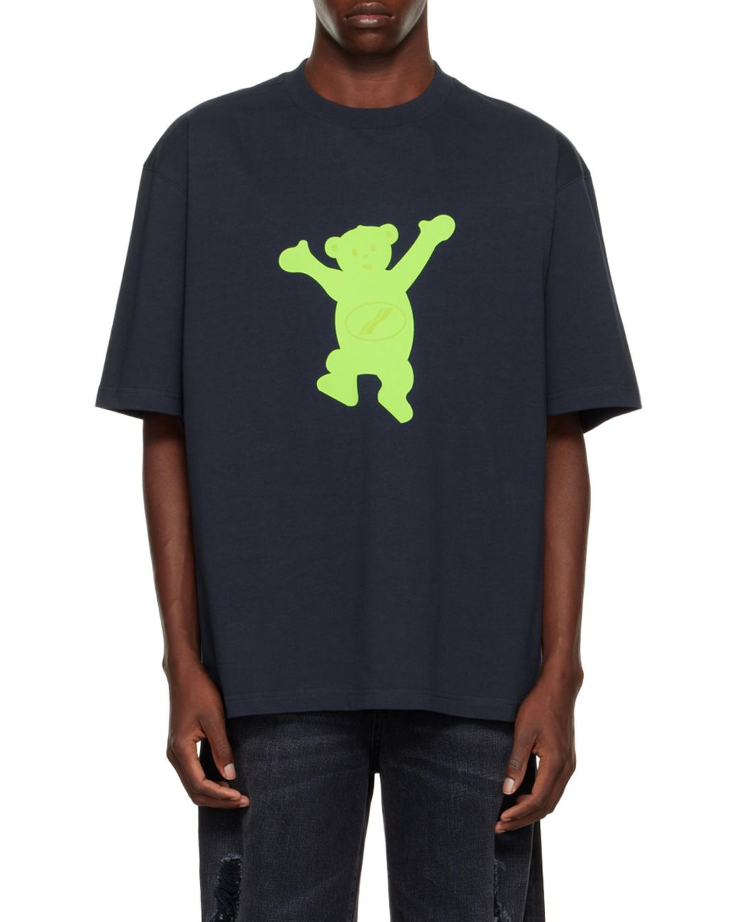 we11done Blue Graphic-Print Oversized T-Shirt for men