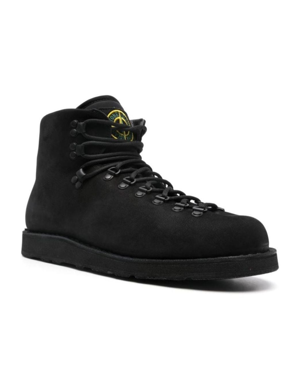 Stone Island Black Leather Ankle Boots for men