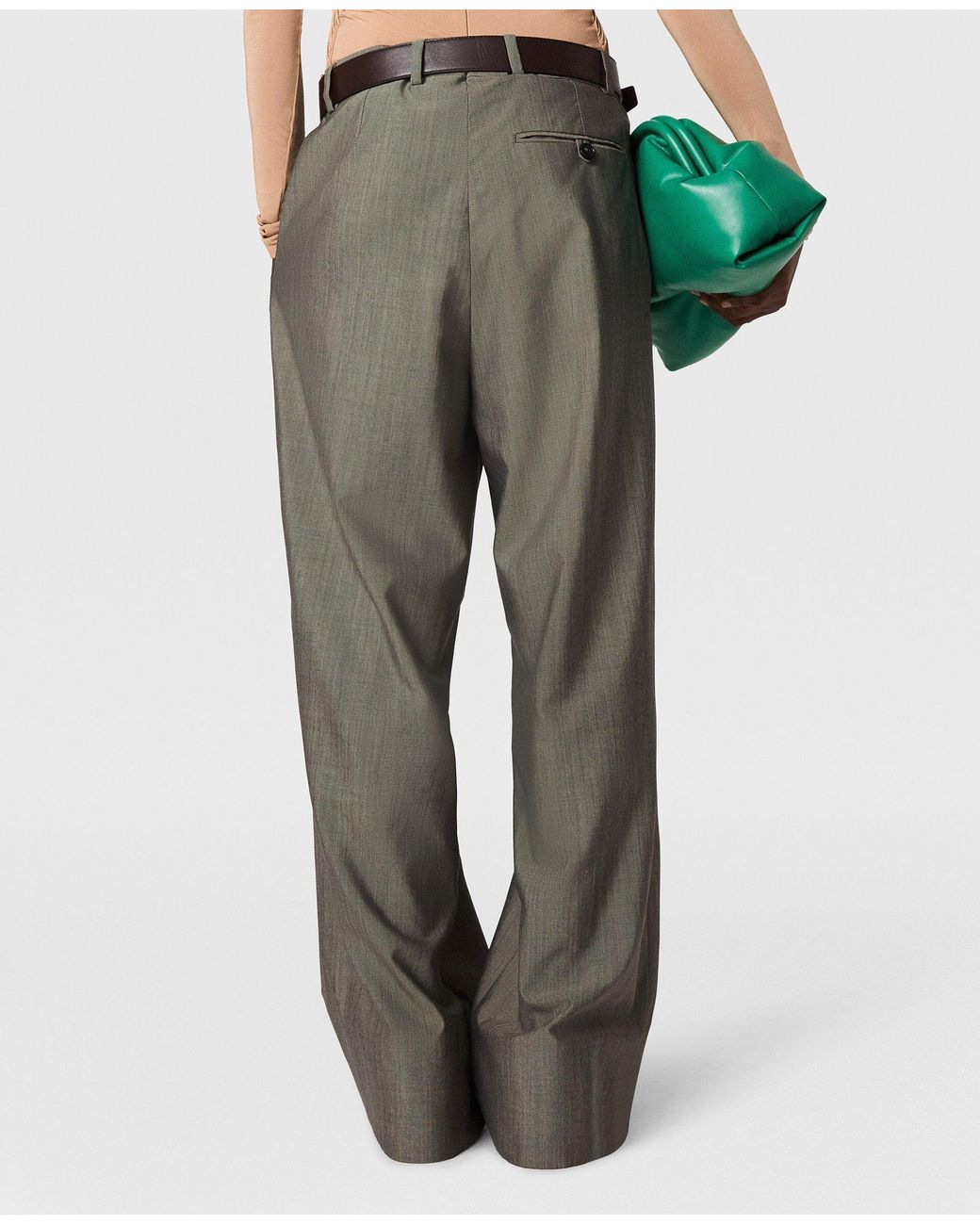 Stella McCartney Gray Pleated Wool-Blend Straight-Leg Pants