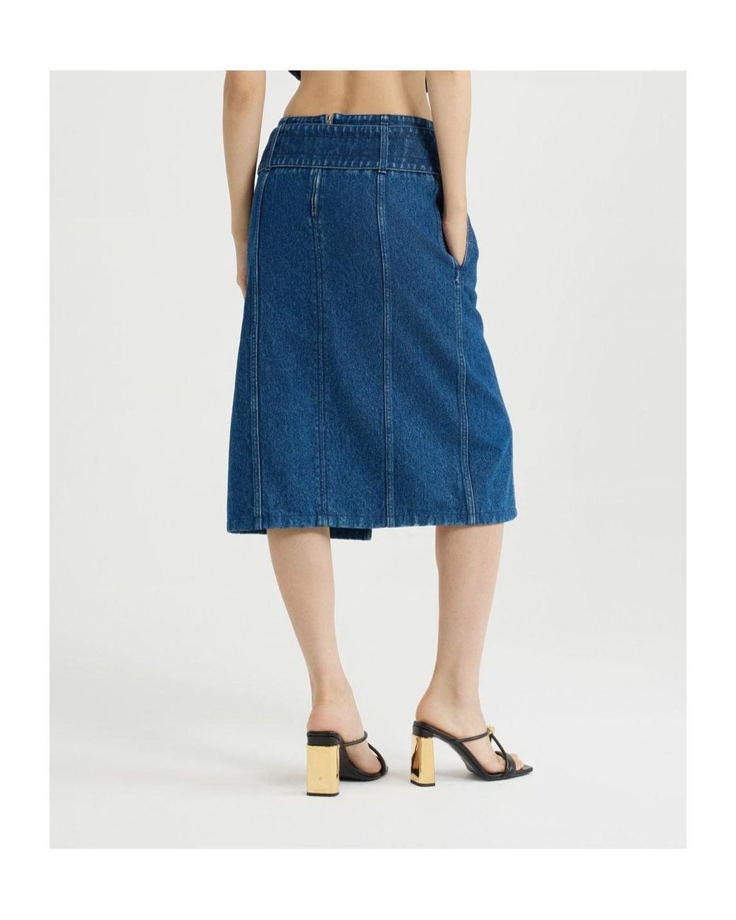 Patou Blue Belted Midi Skirt