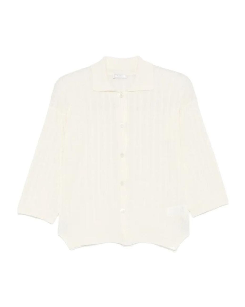 Peserico White Three-Quarter Sleeved Buttoned Cardigan