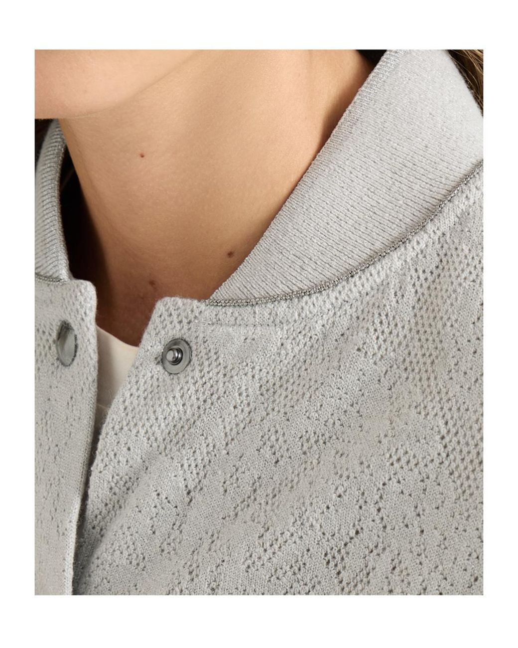Brunello Cucinelli Gray Lace Flowers Jersey Sweatshirt