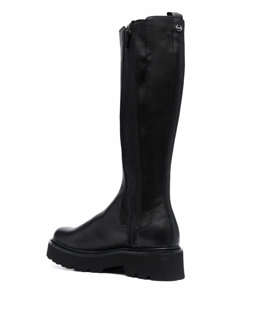 Cult Gaia Black Chunky Leather Knee-Length Boots