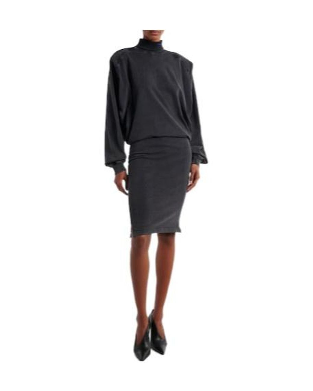 Mugler Blue Cotton Jersey Sweatshirt Dress